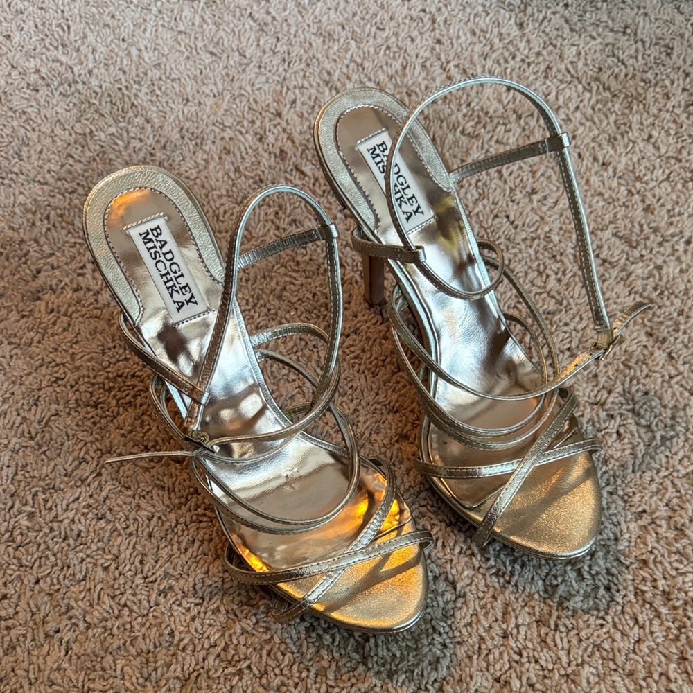 Badgley Mischka Metallic Gold Strappy Heels